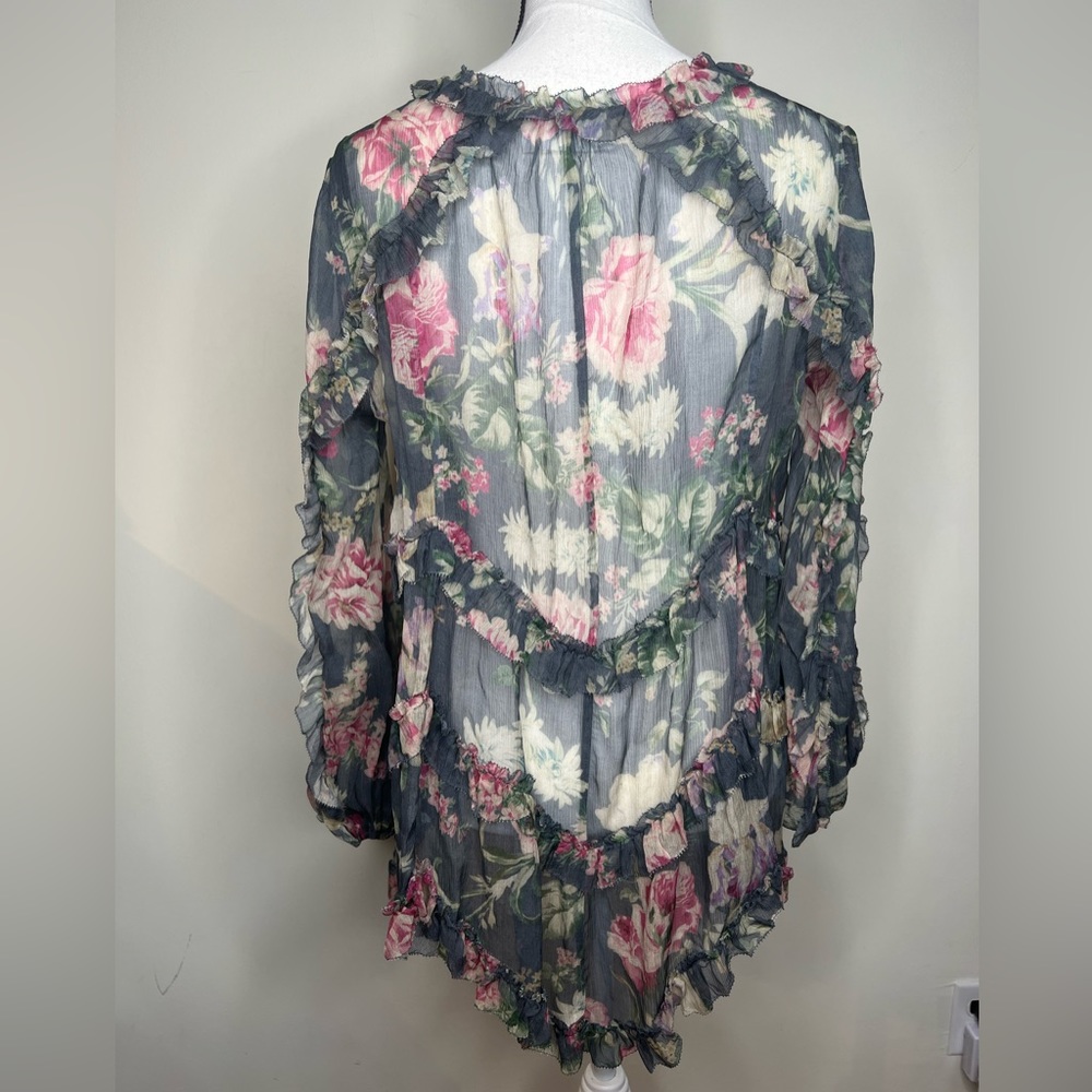 Silk Floral Zimmermann Print Blouse in Size 0 [Extra Small] - Picture 5 of 6